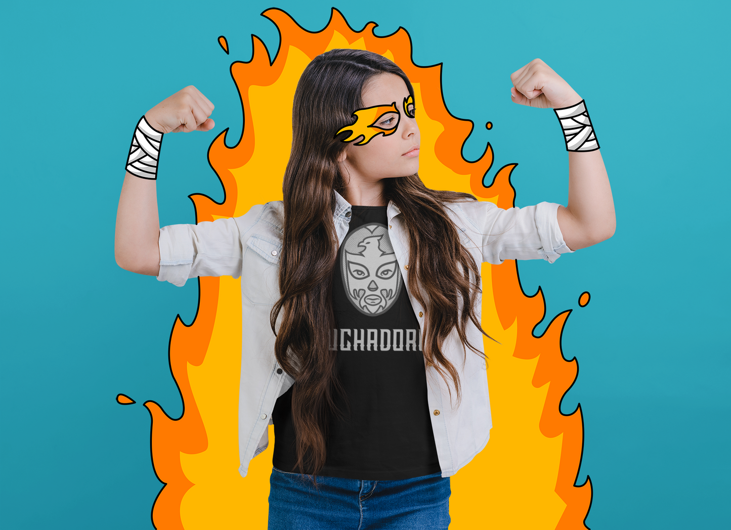 Luchadora Mask - Premium Kids Crewneck T-shirt